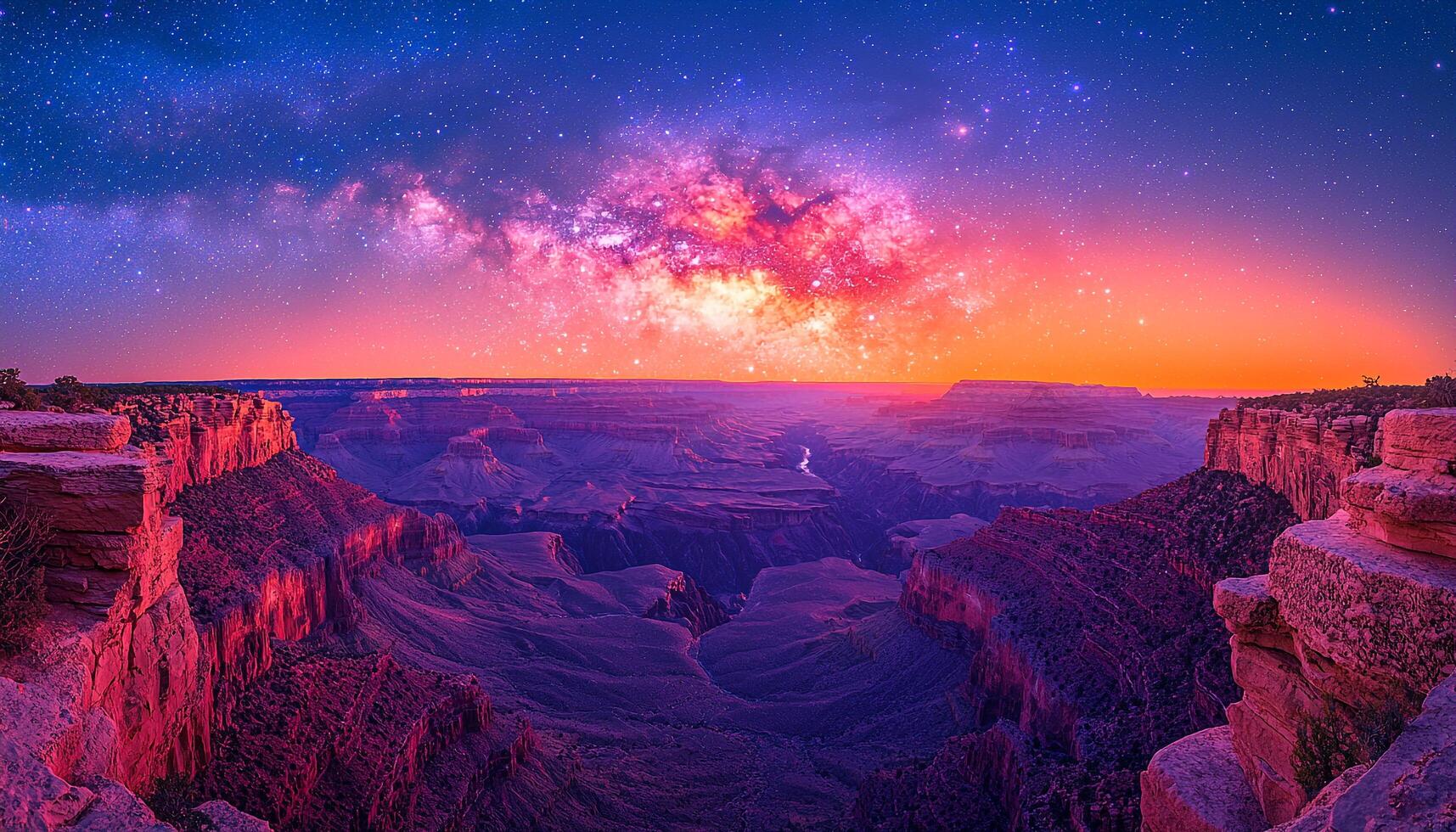 Majestic sandstone cliff under Milky Way night sky generated by AI photo