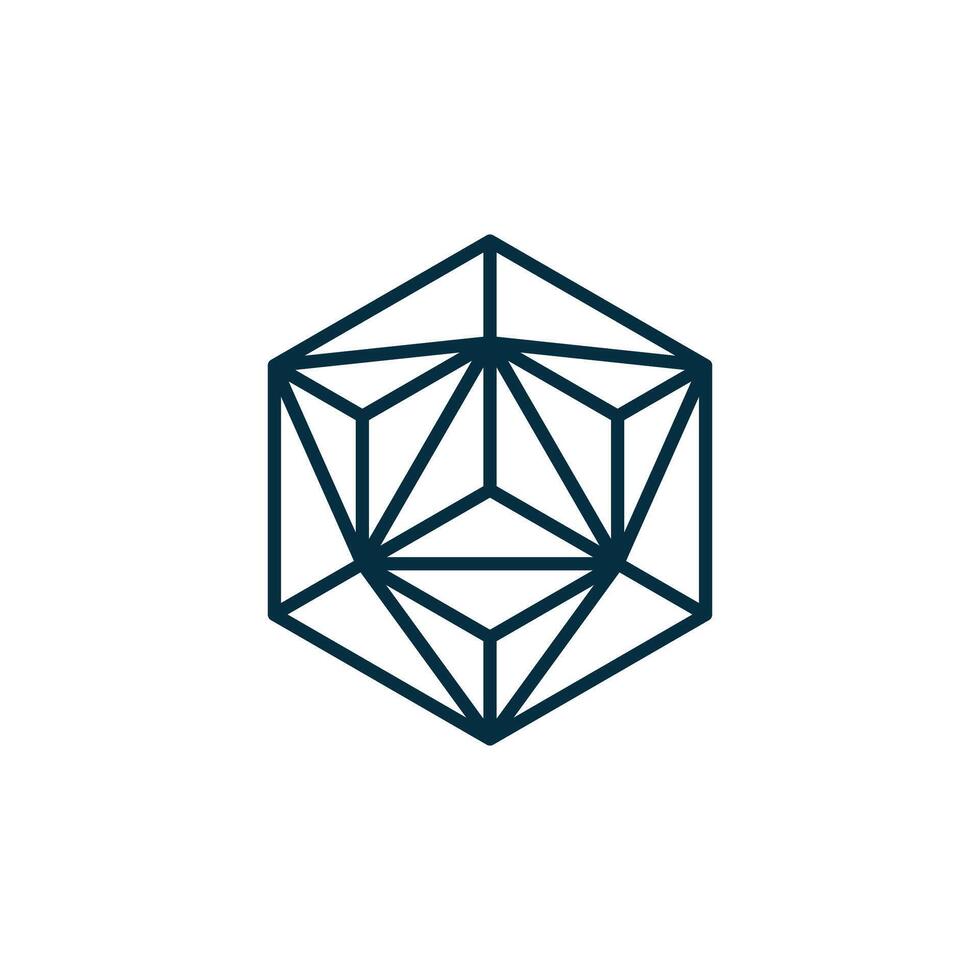 line art cube logo template vector