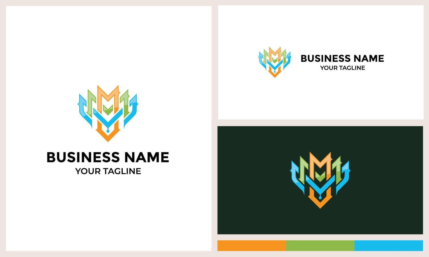 triple letter M with 3d style vector