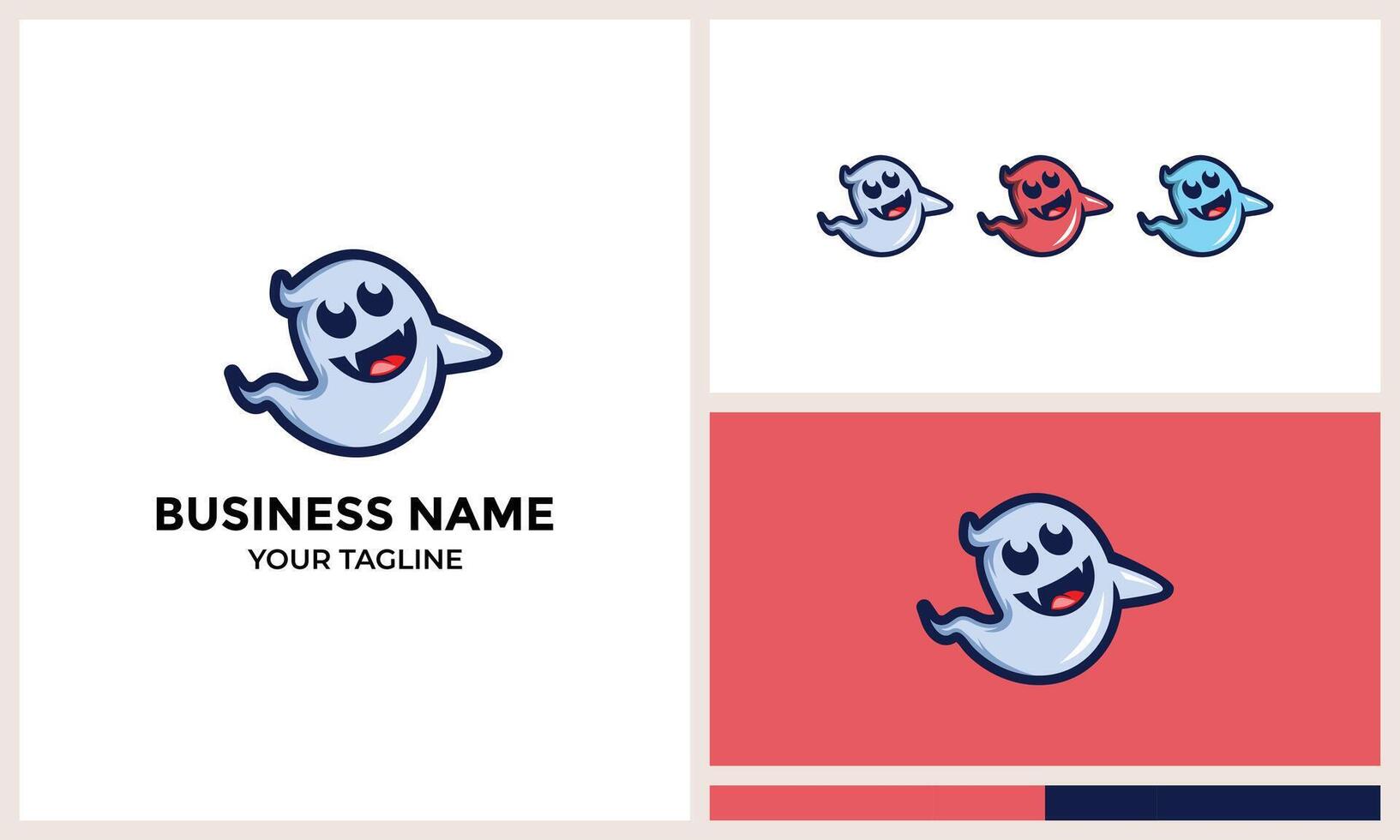 cute funny ghost logo design vector
