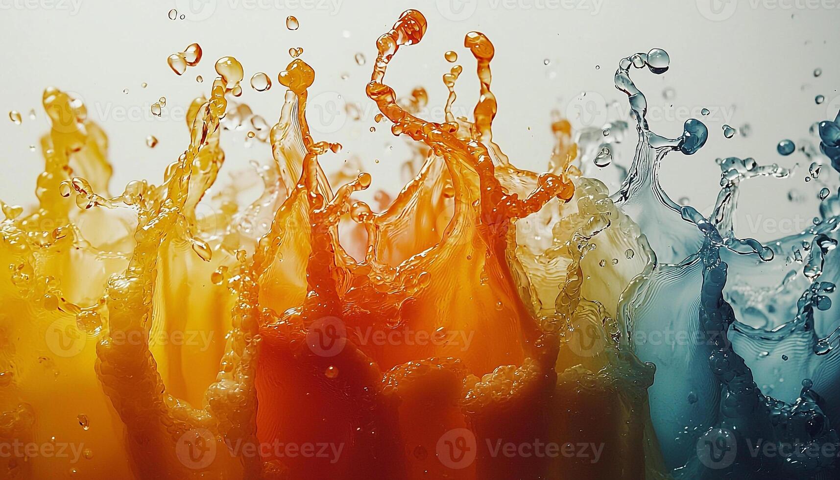 Refreshing water splashing, vibrant colors mixing in motion generated by AI photo