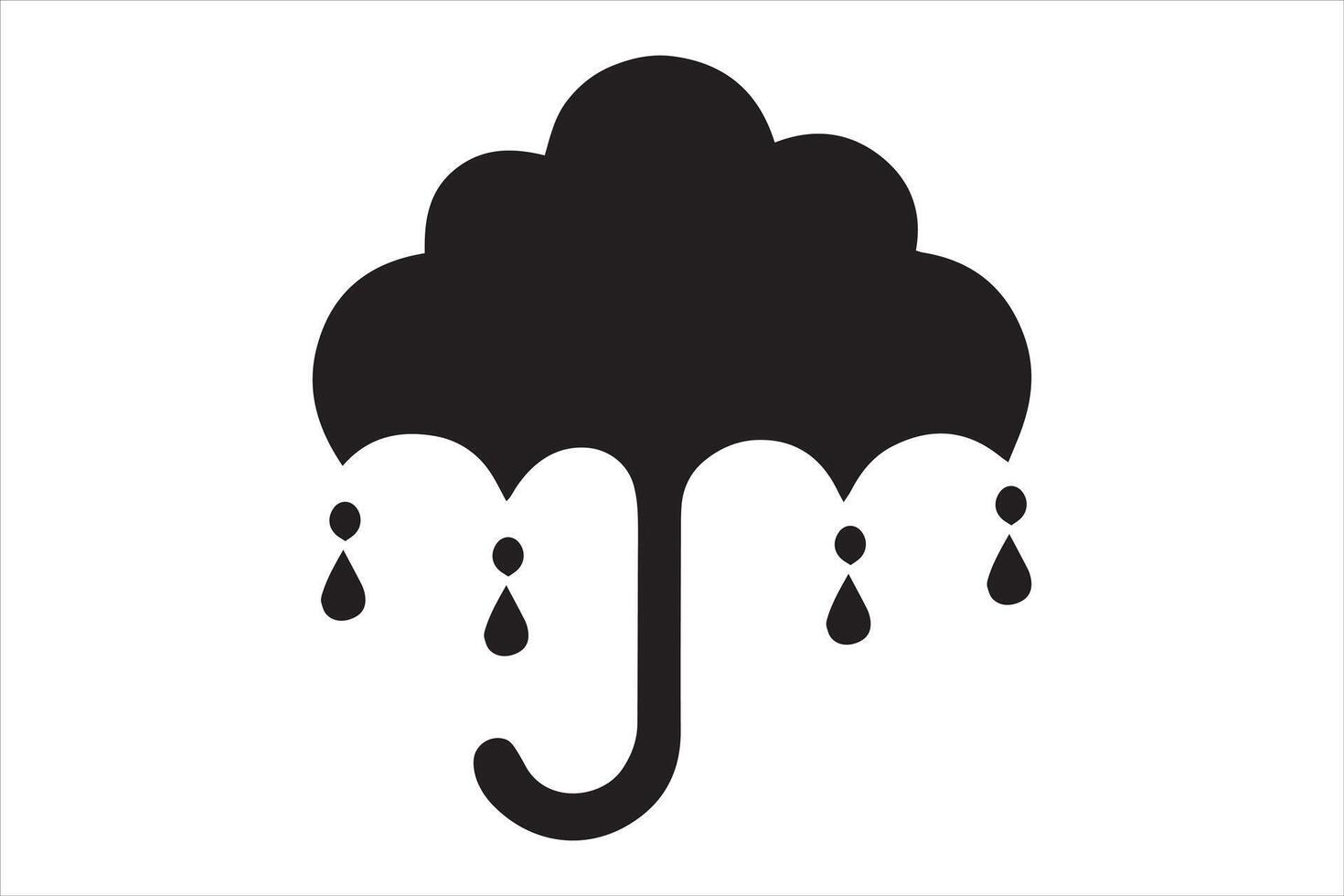 umbrella with rain drop silhouette art illustration vector