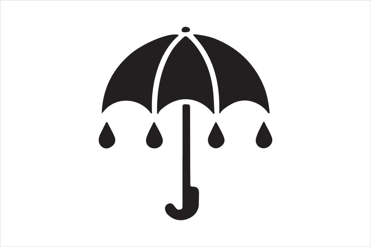 umbrella with rain drop silhouette art illustration vector