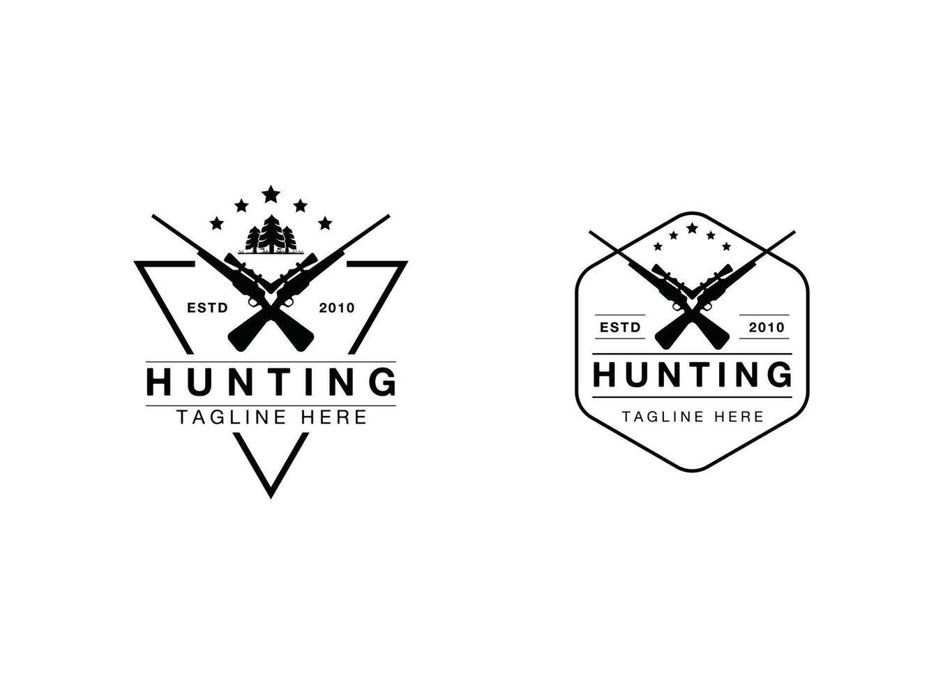 Vintage Club Hunting in the wild forest logo design vector