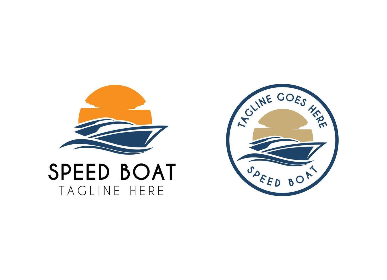 Jetboat logo design. Silhouette of speed boat Logo vector