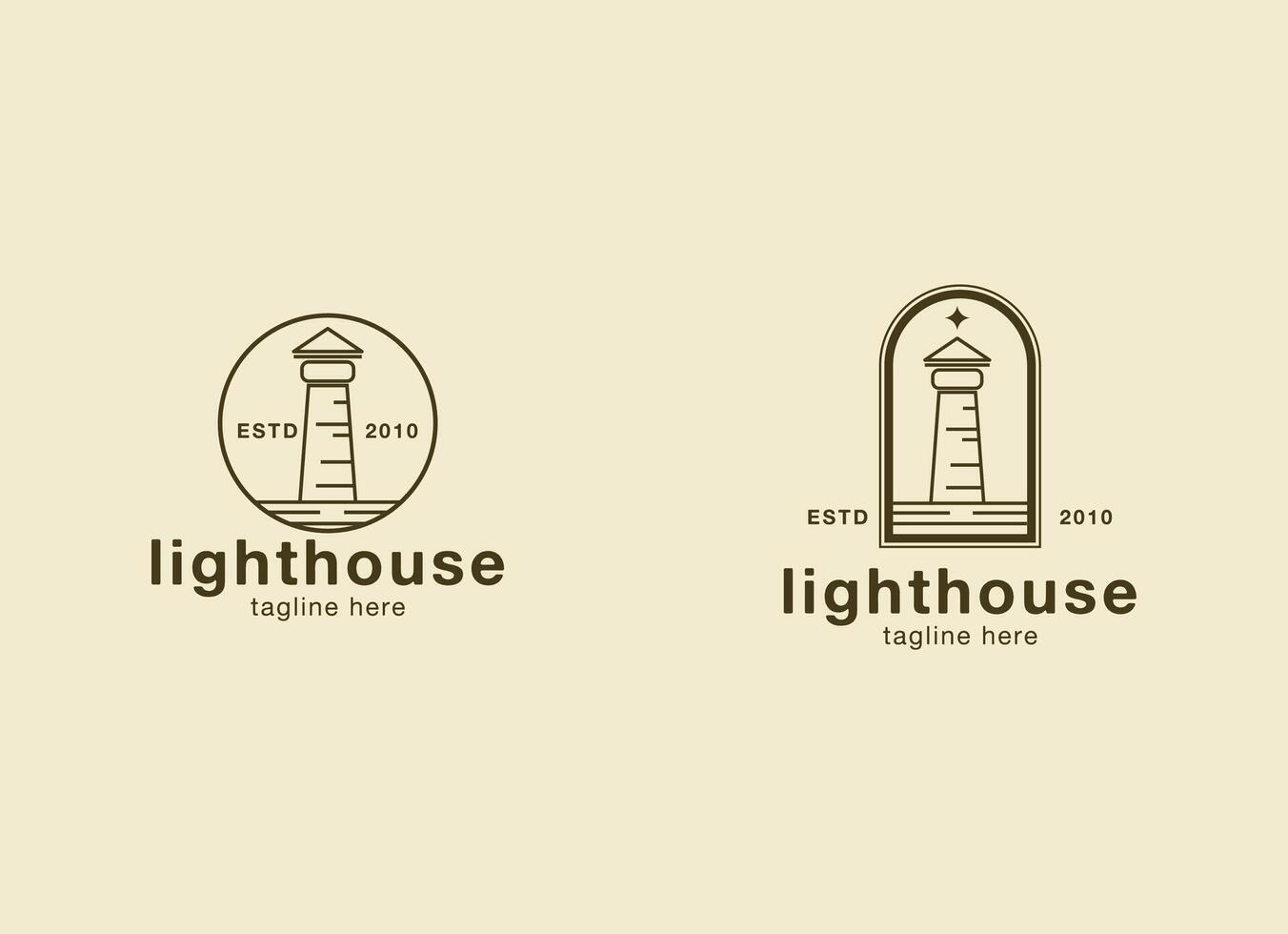 Lighthouse on the harbor Logo Design vector