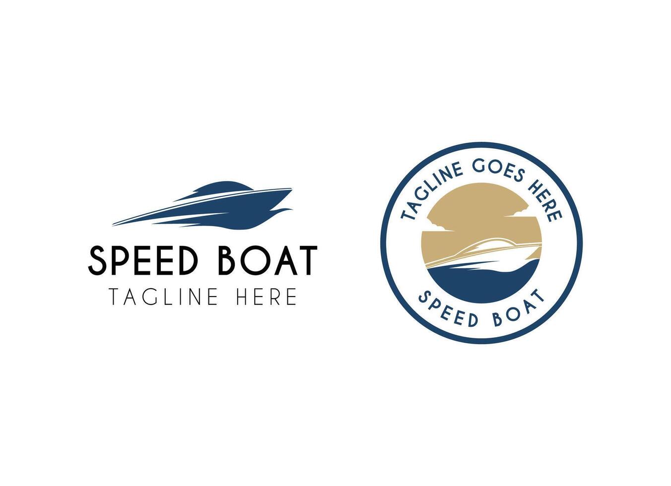 Simple Minimalist Silhouette of Speedboat Jetboat Motorboat, or Boat with Motor with water sea ocean wave logo design vector