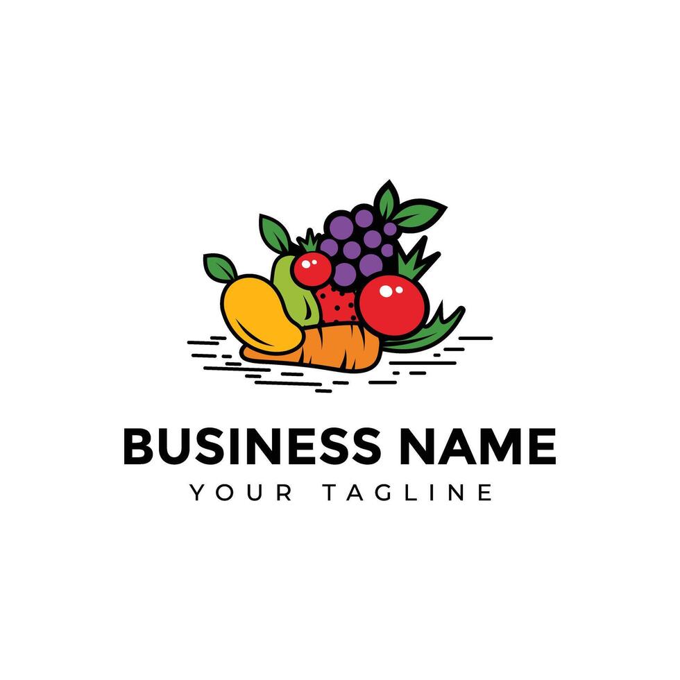 colorful fruits and berries logo vector