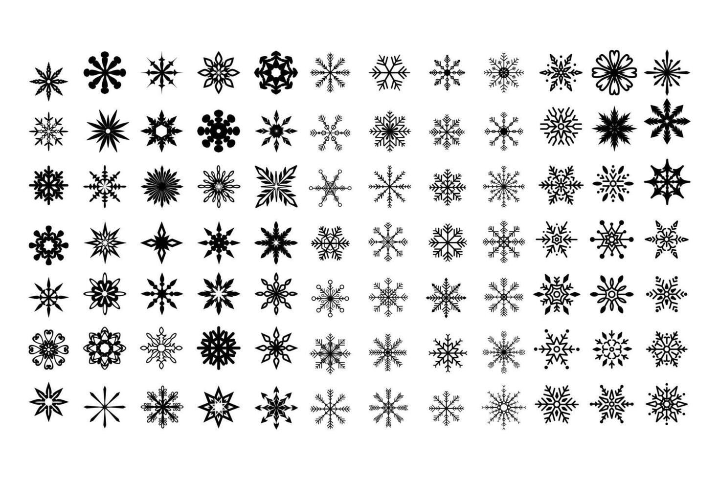 snowflakes set black snow on the white background vector