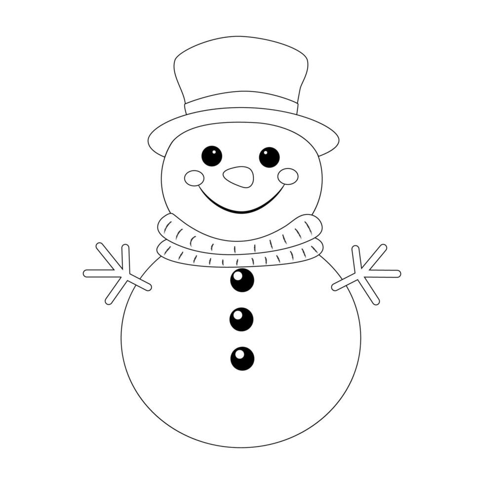 A cheerful snowman in a scarf and hat.Contour coloring. The symbol of winter, Christmas, New Year vector