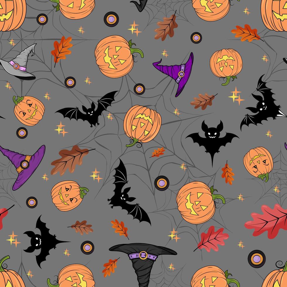 Beautiful seamless pattern for Halloween on a gray background vector