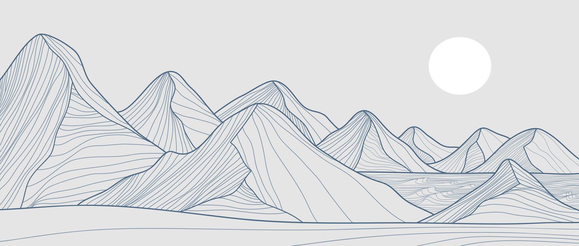 Hand drawn Mountain line arts illustration. Abstract mountain contemporary aesthetic backgrounds landscapes. use for print art, poster, cover, banner vector