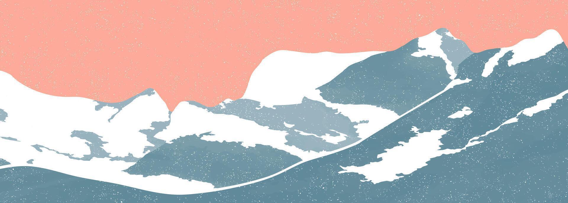 Mountains painting illustrations. Abstract contemporary aesthetic backgrounds landscapes. use for print art, poster, cover, banner vector