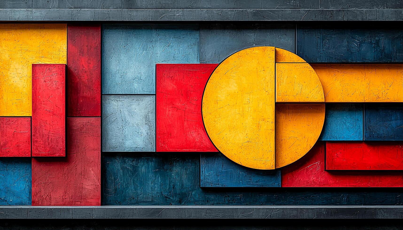 Vibrant colors on old brick wall in room generated by AI photo