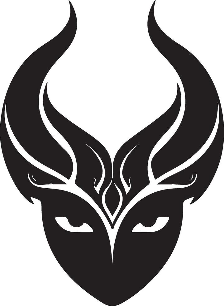 a black and white logo of a demon with horns vector