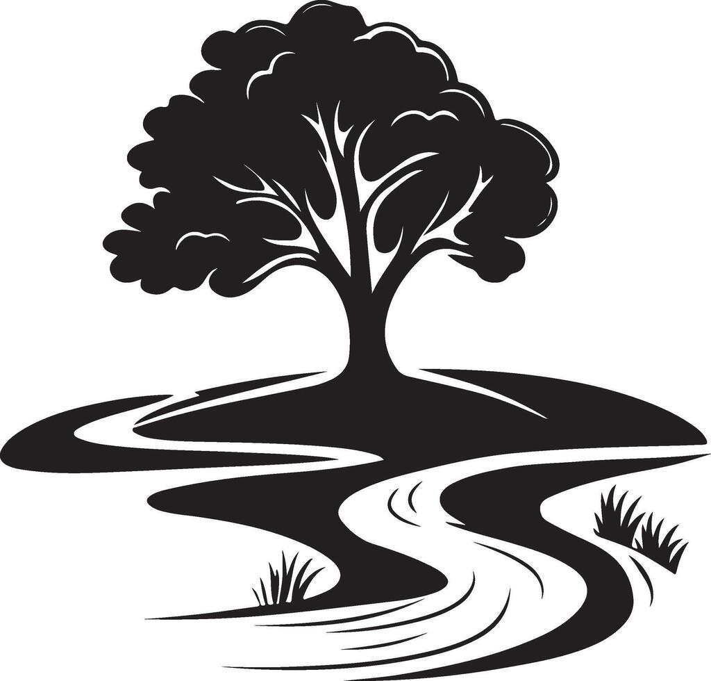 tree with river illustration vector