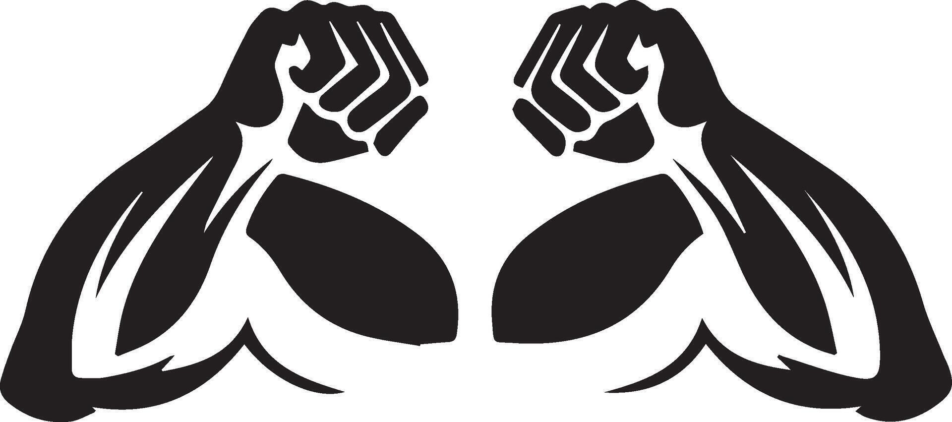 two hands with arms raised up in front of each other vector