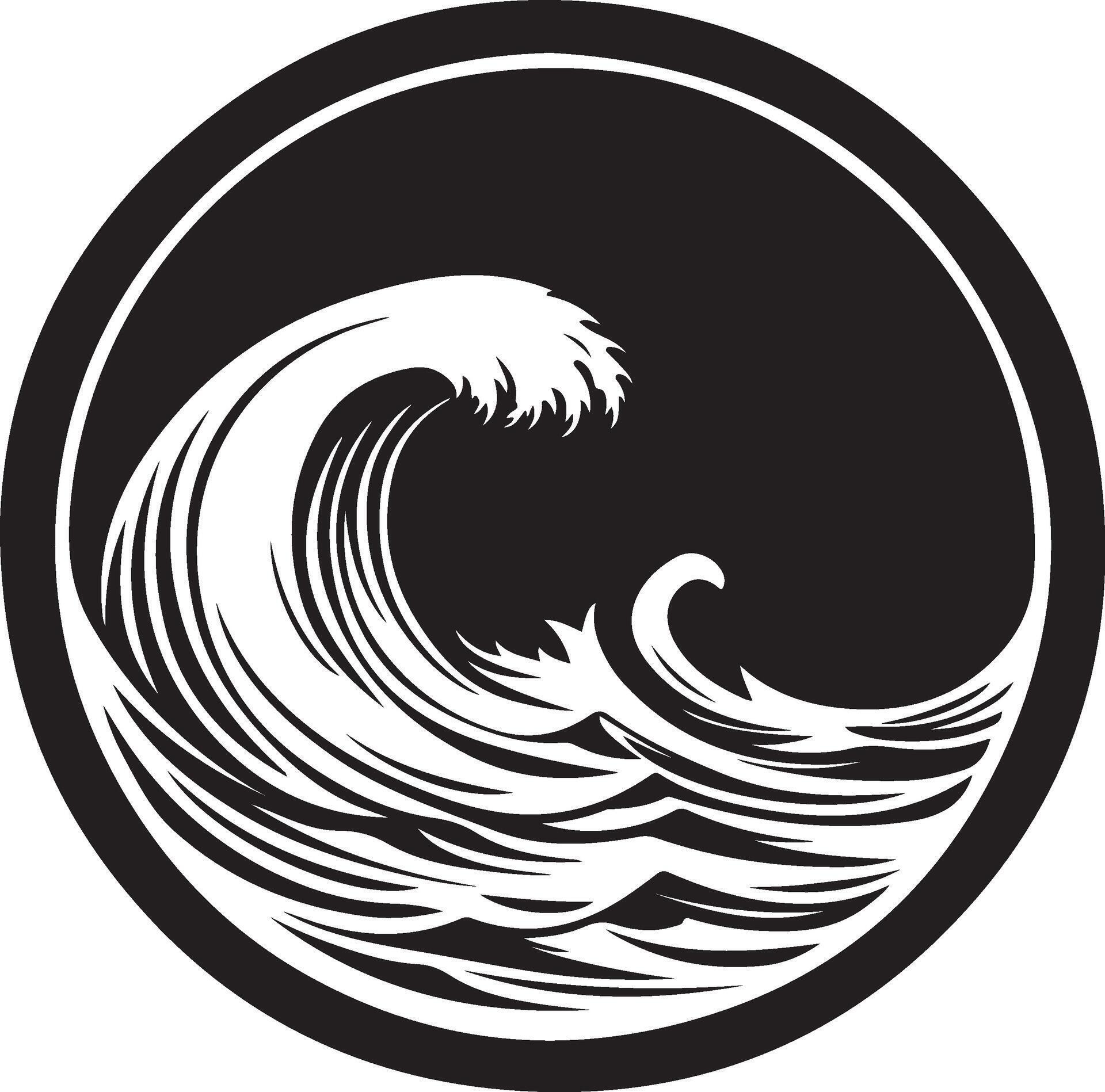 a black and white logo of a wave in a circle 51731049 Vector Art at