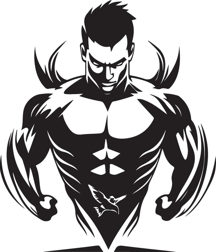 a man with a muscular body and wings on his back vector