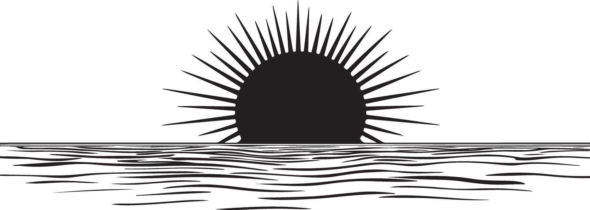 a black and white illustration of a sunburst vector