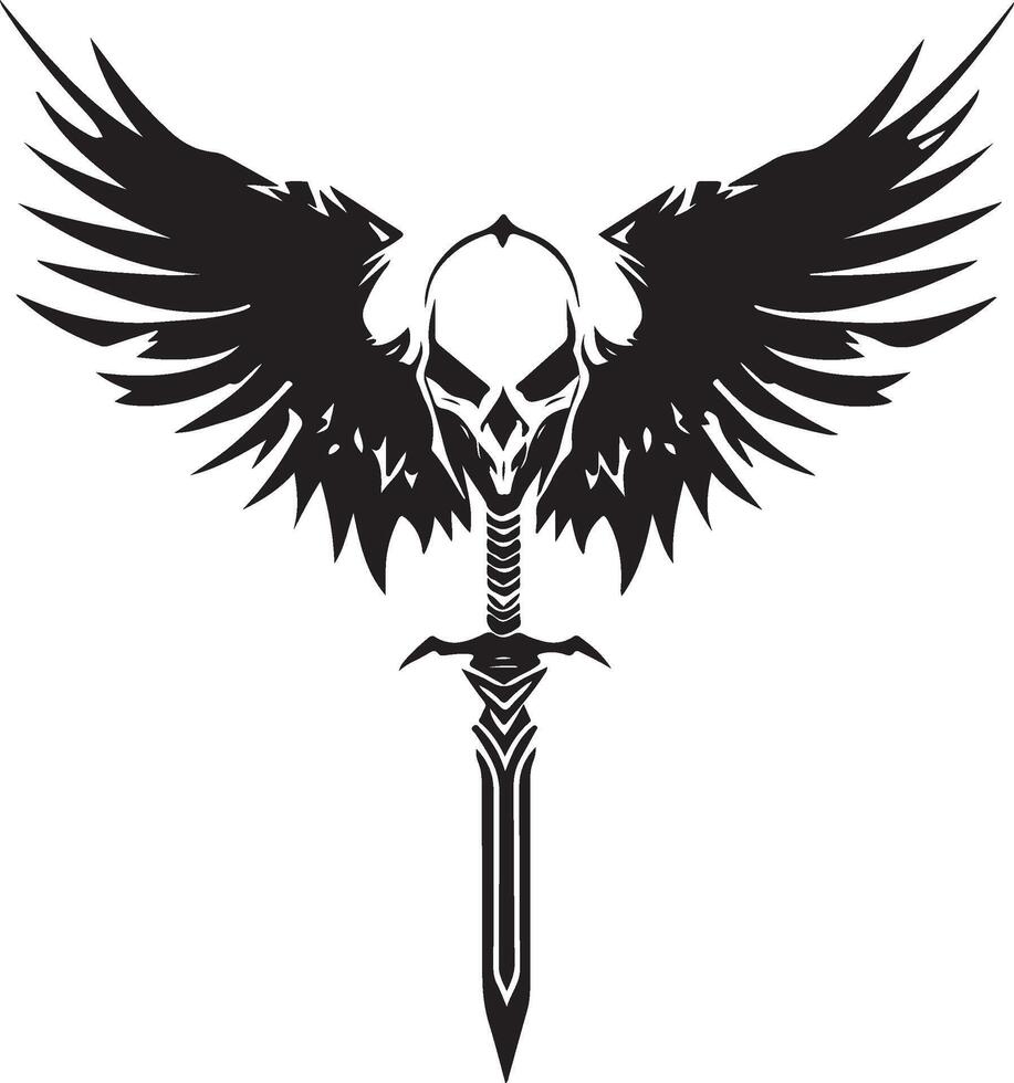 skull with wings and sword illustration vector