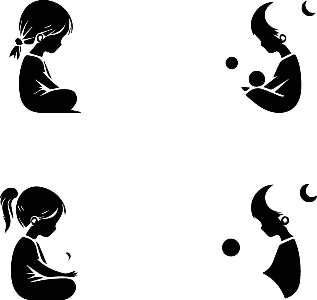silhouettes of a girl and a boy sitting on a chair vector