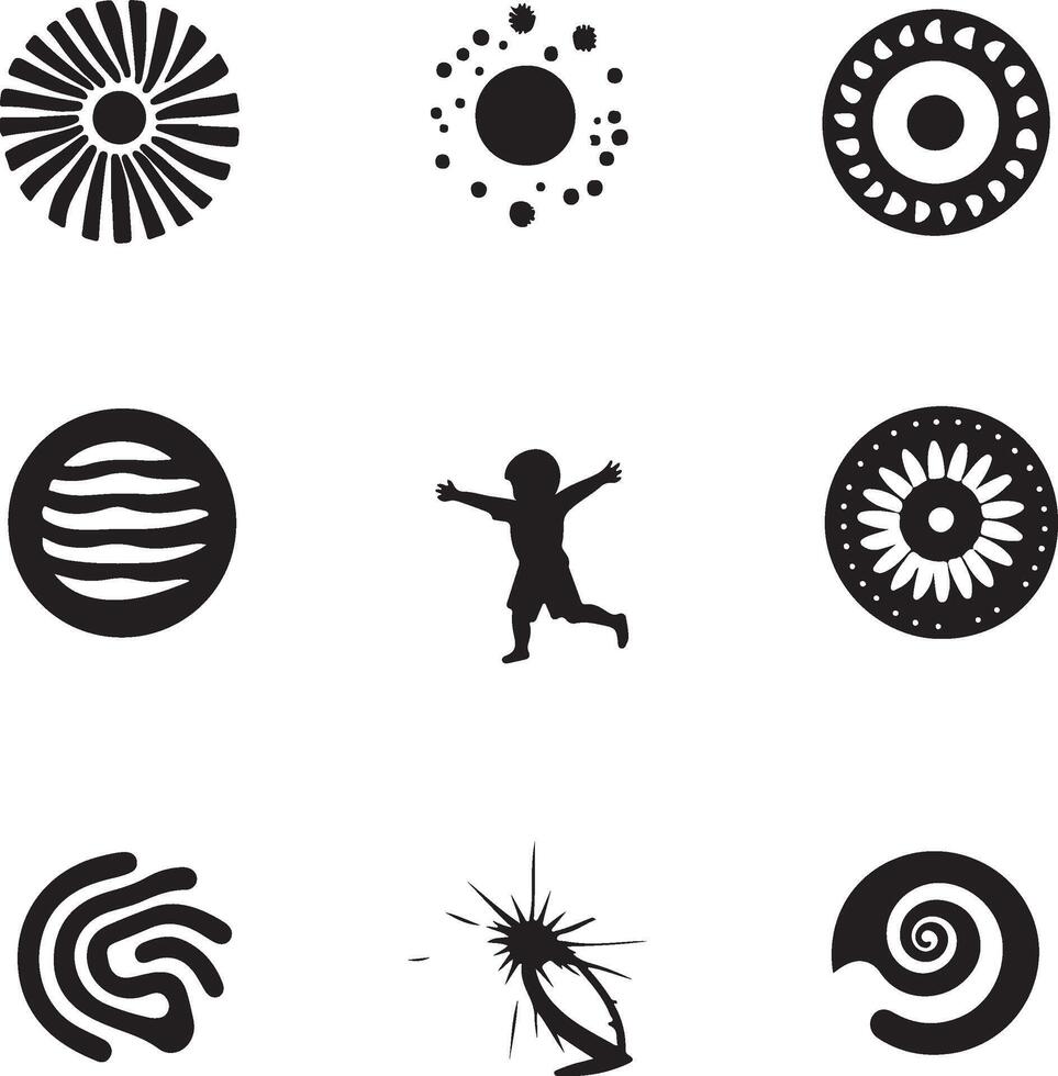 a set of black and white icons depicting various things vector