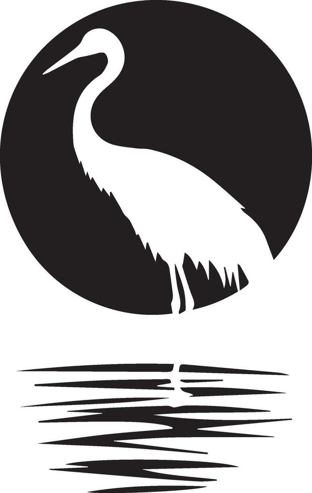heron silhouette silhouette of a heron in the water vector