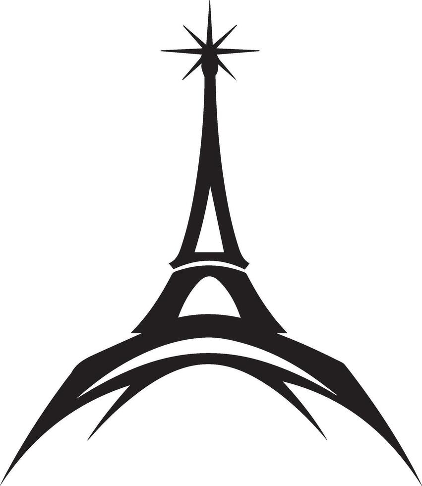the eiffel tower is shown in black and white vector