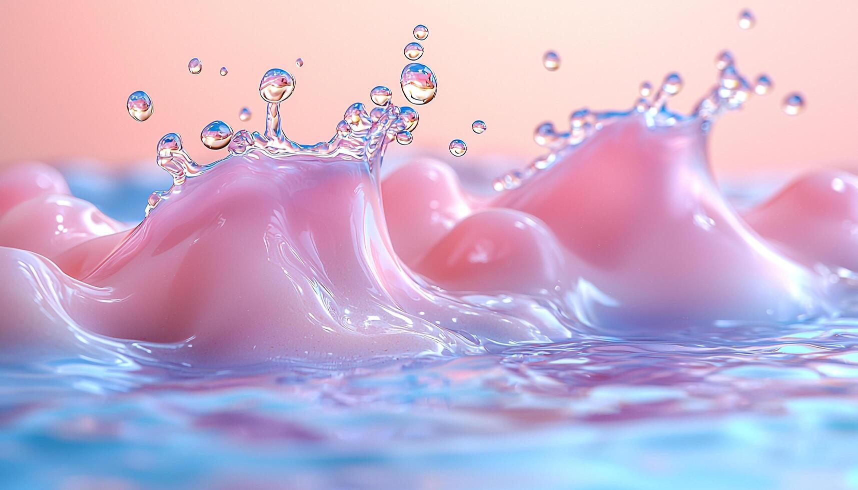 Purple raindrop falling on water surface, creating ripples generated by AI photo