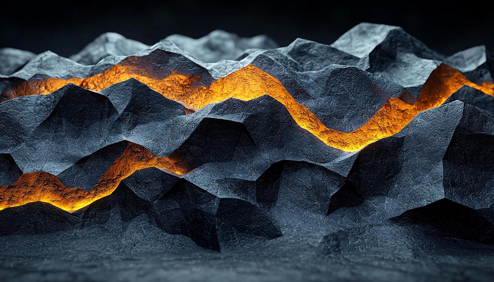 Dark mountain landscape with futuristic geometric shape backdrop generated by AI photo