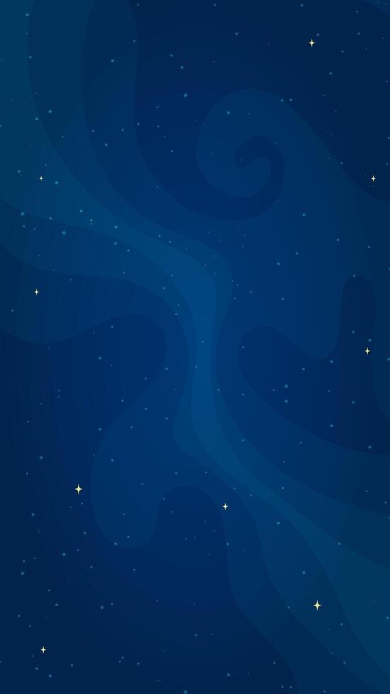 Cartoon outer space background illustration. Abstract shiny stars systems in outer space on vertical dark blue background for children space game or night sky graphic design concept. vector