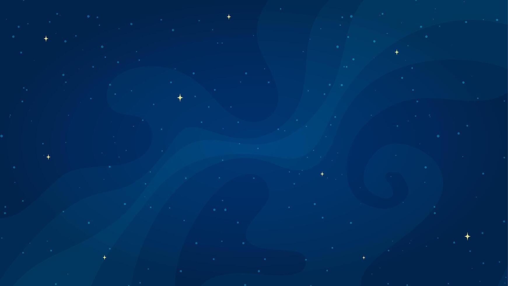 Starry night sky background illustration. Cartoon style night sky light horizontal graphic on dark blue background for astronomy wallpaper design or children science concept. vector