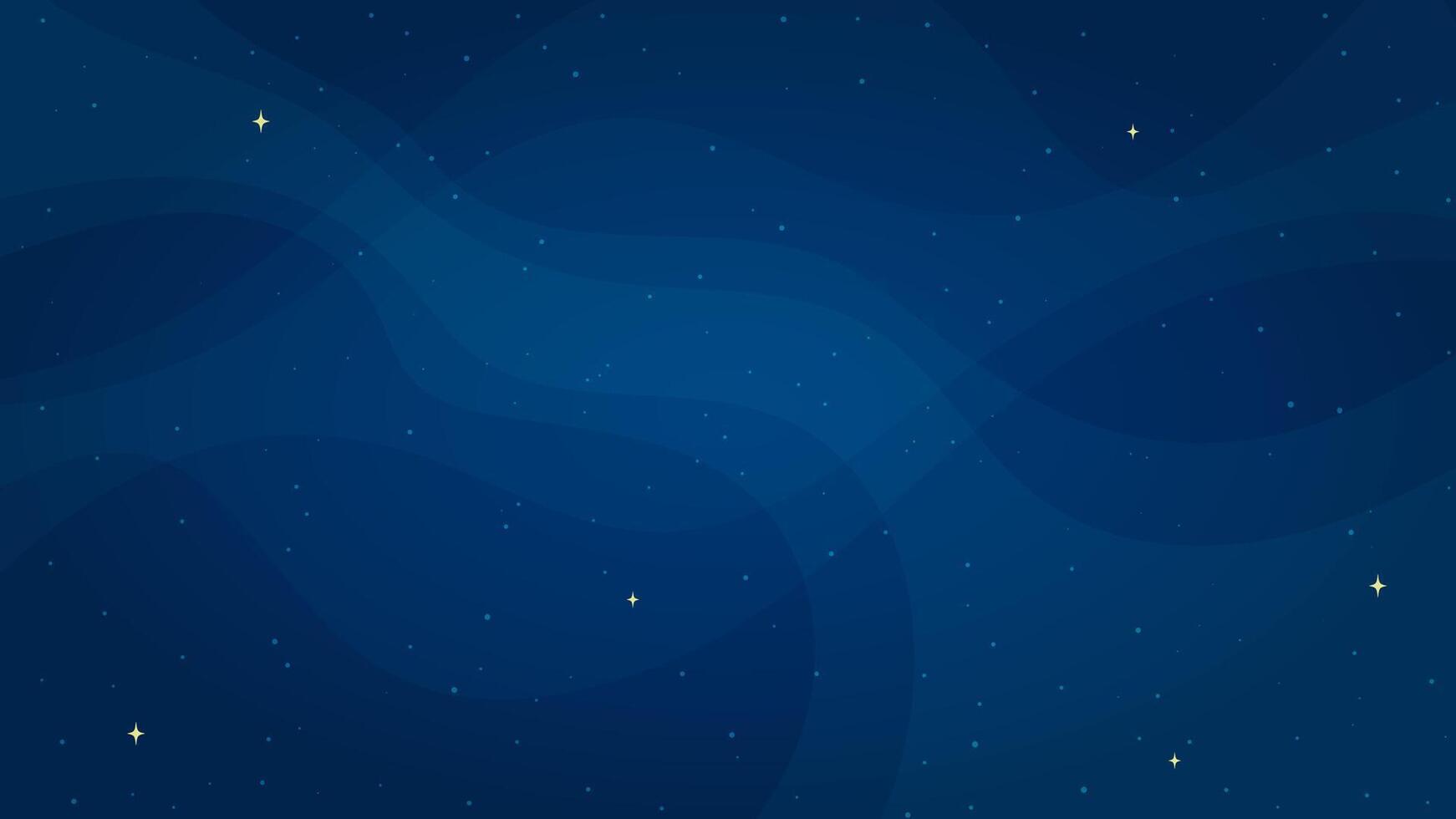 Cartoon outer space background illustration. Abstract shiny stars systems in outer space on horizontal dark blue background for children space game or night sky graphic design concept. vector