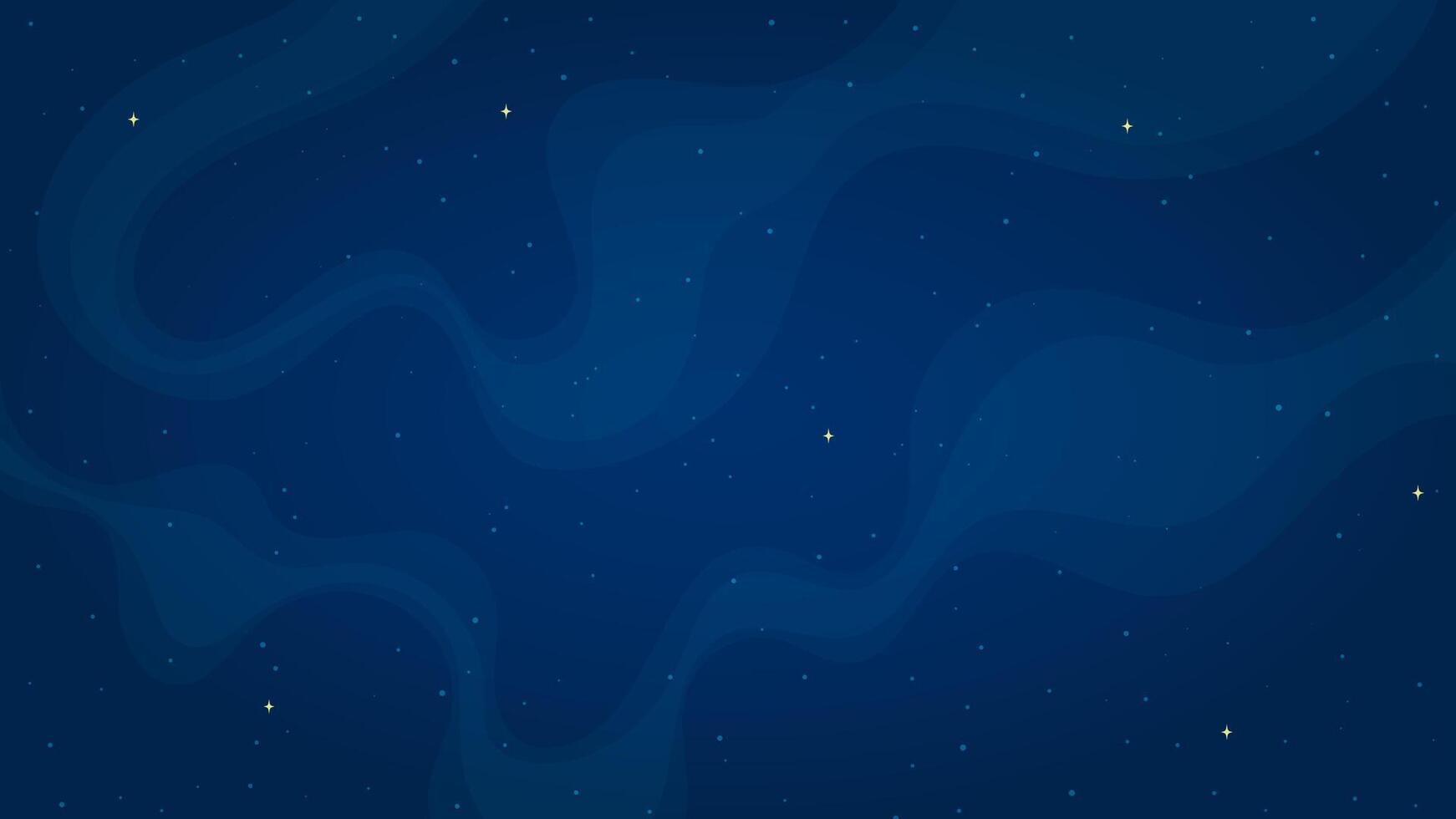 Cartoon outer space background illustration. Abstract shiny stars systems in outer space on horizontal dark blue background for children space game or night sky graphic design concept. vector