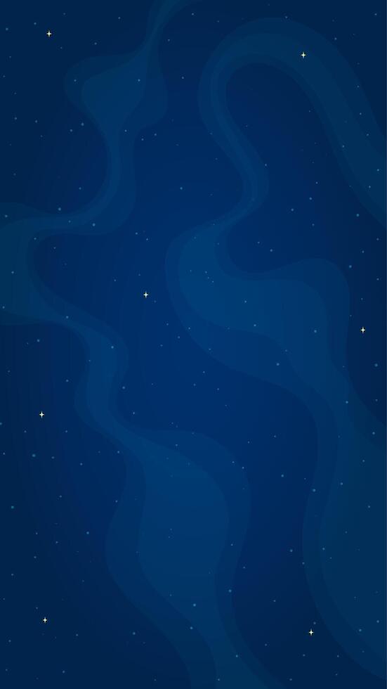 Dark blue space background illustration. Flat style vertical space backdrop with abstract star systems on blue color background for astronomy wallpaper design or children science graphic. vector