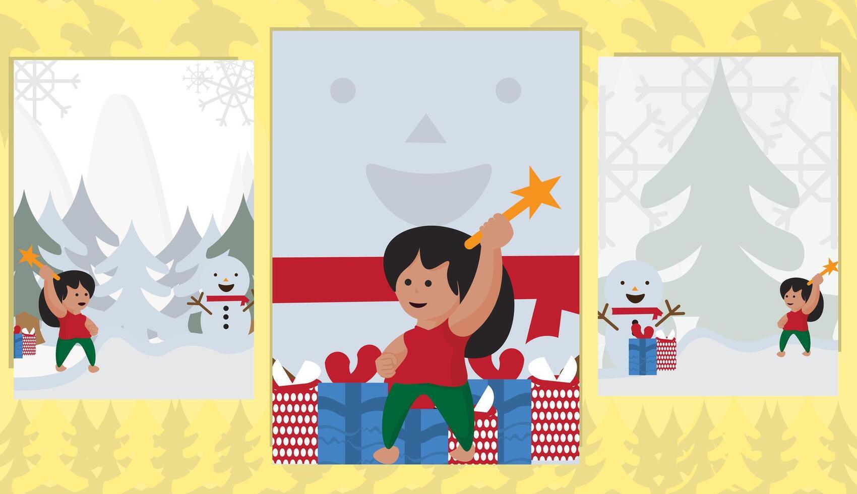 Background Christmas Magic with Snowman and Child vector