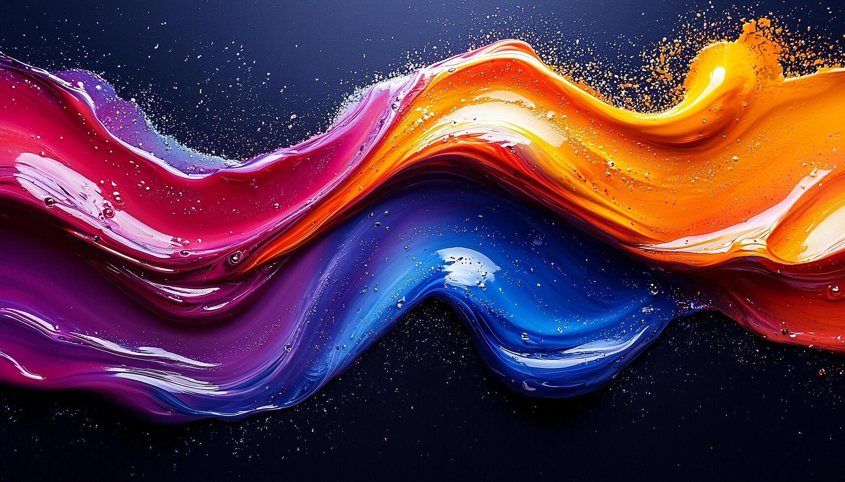 Bright liquid paint flowing in vibrant wave pattern generated by AI photo