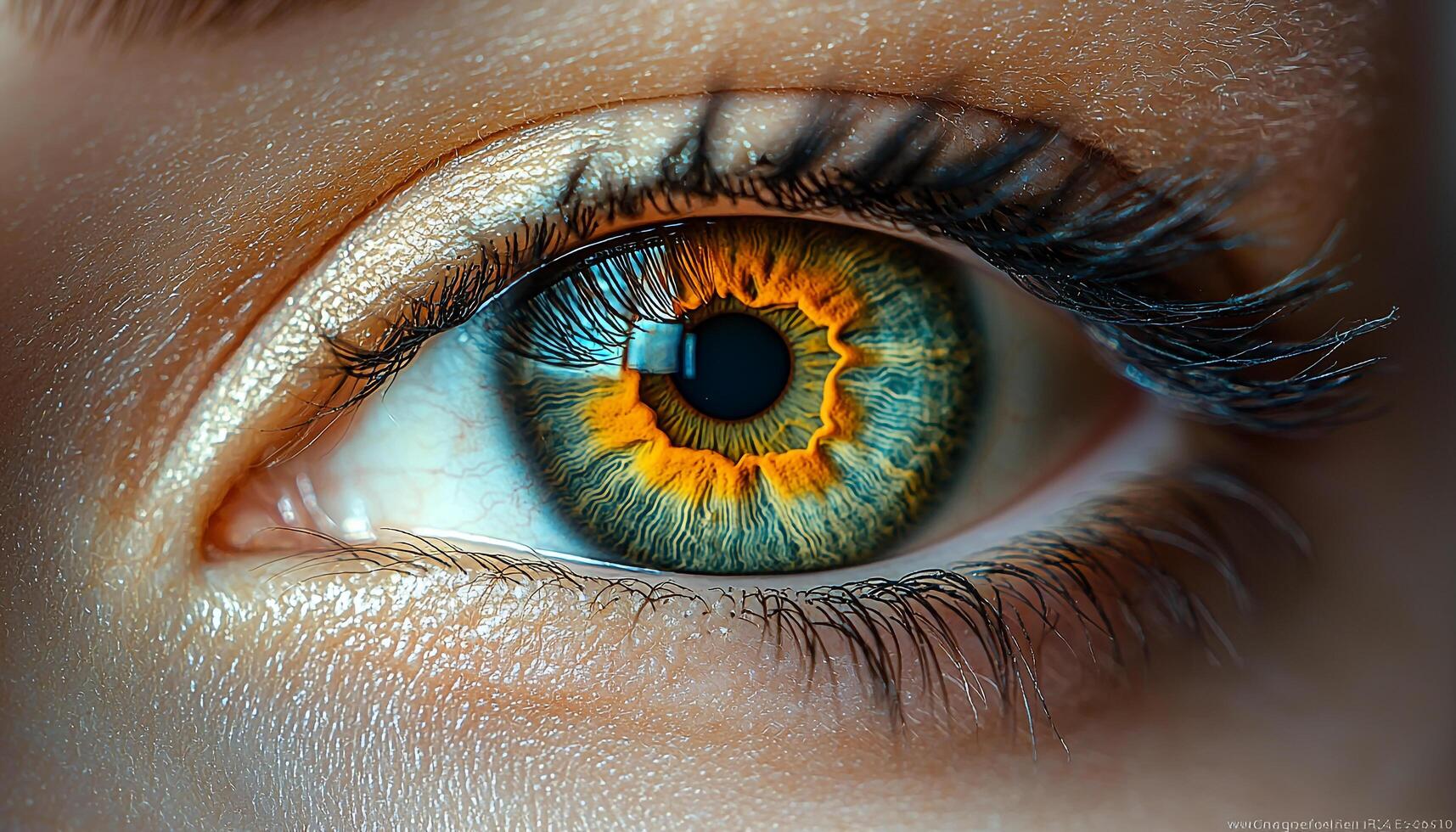 Green eyes staring, beauty watching, woman looking at camera generated by AI photo
