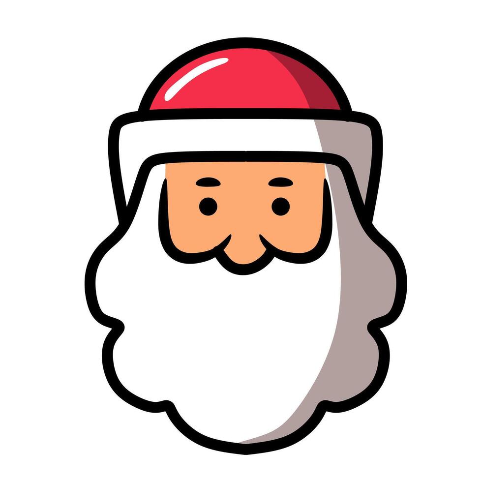 Cute santa head icon with red hat vector