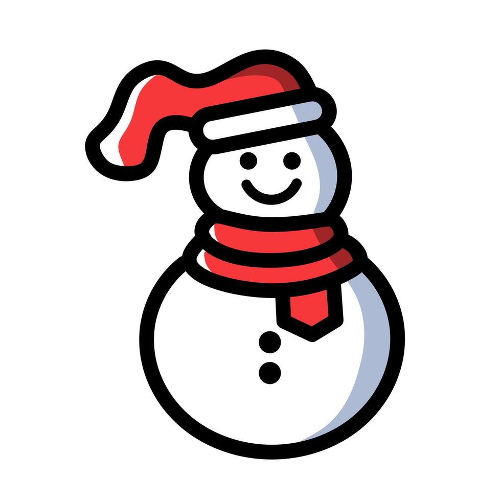 Cute snowman with red Christmas hat and scarf vector