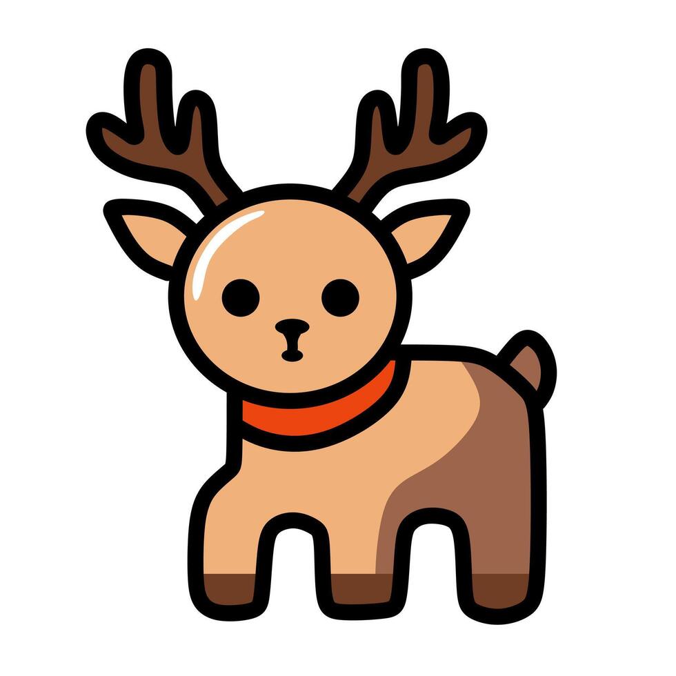 Cute Santa reindeer with red necklace vector