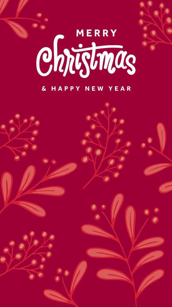 Christmas templates social media stories with mistletoe garlands and congratulatory inscriptions in script style. Winter stories template set. Christmas design instagram post vector