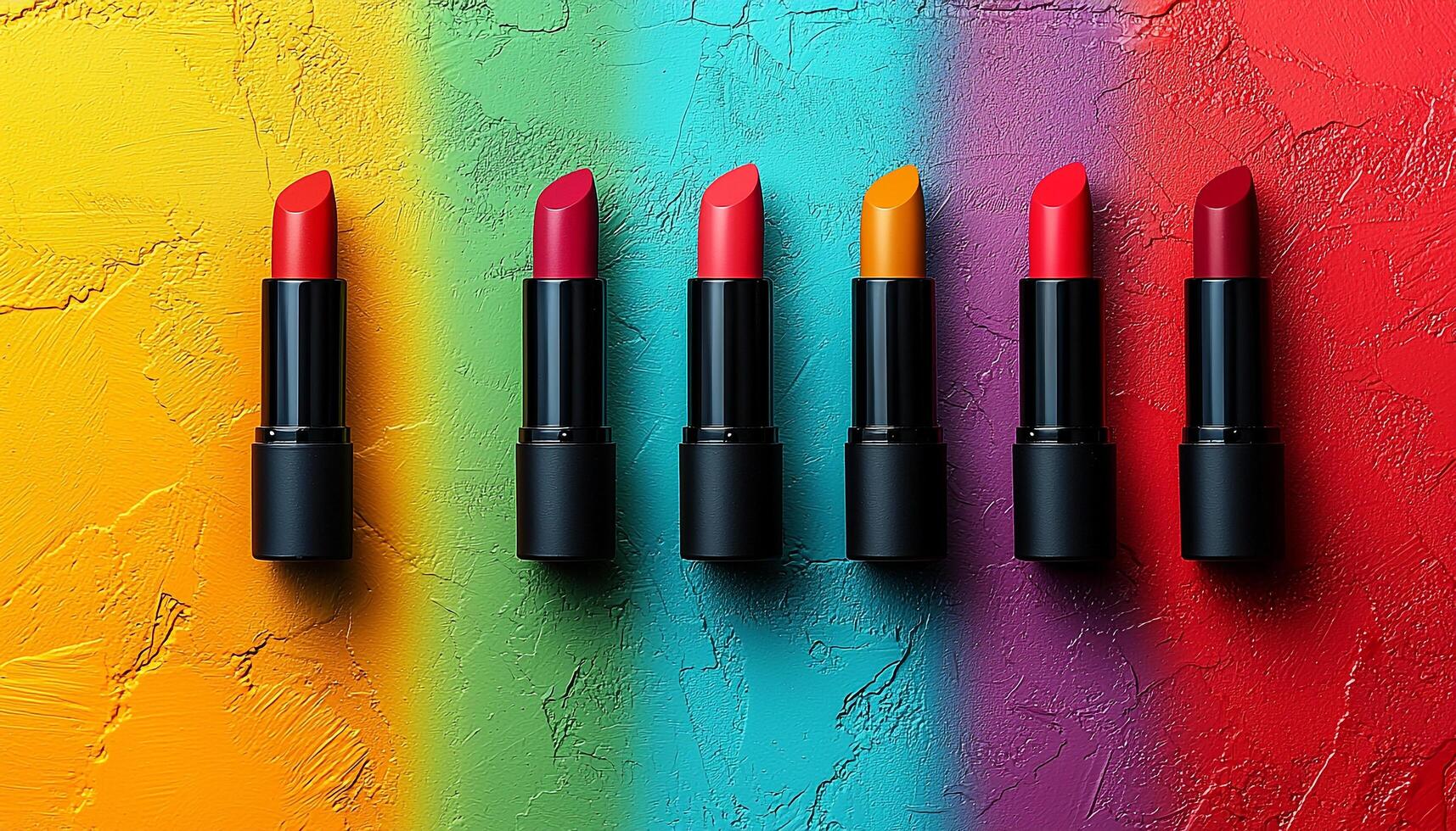 Shiny lipstick colors paint glamour on human face generated by AI photo