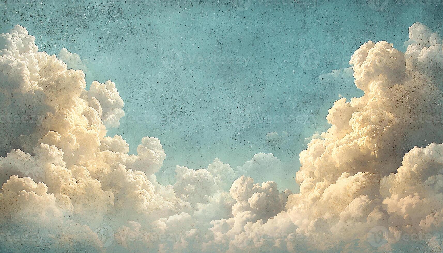 Fluffy clouds float in vibrant summer sky backdrop generated by AI photo
