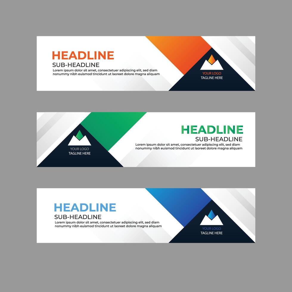 A set of banner templates designed for the web and various headlines are available in three different designs. vector