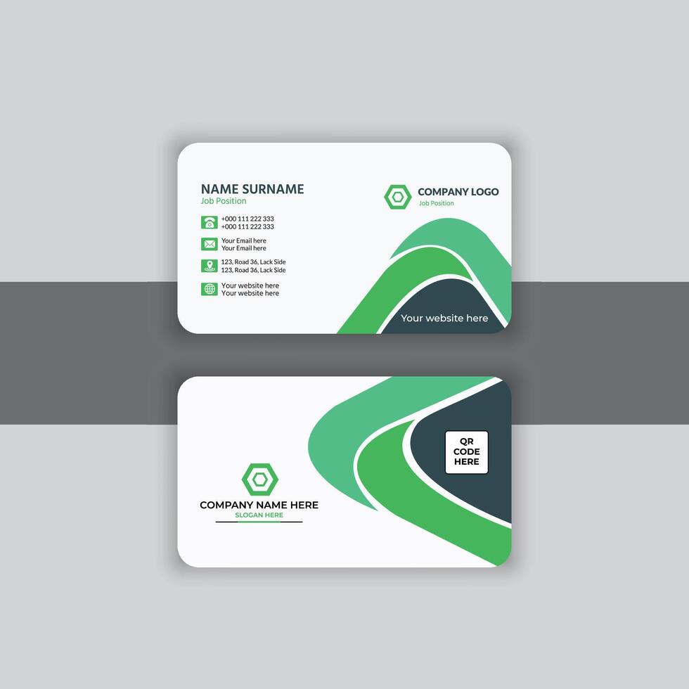green and navy blue business card template vector