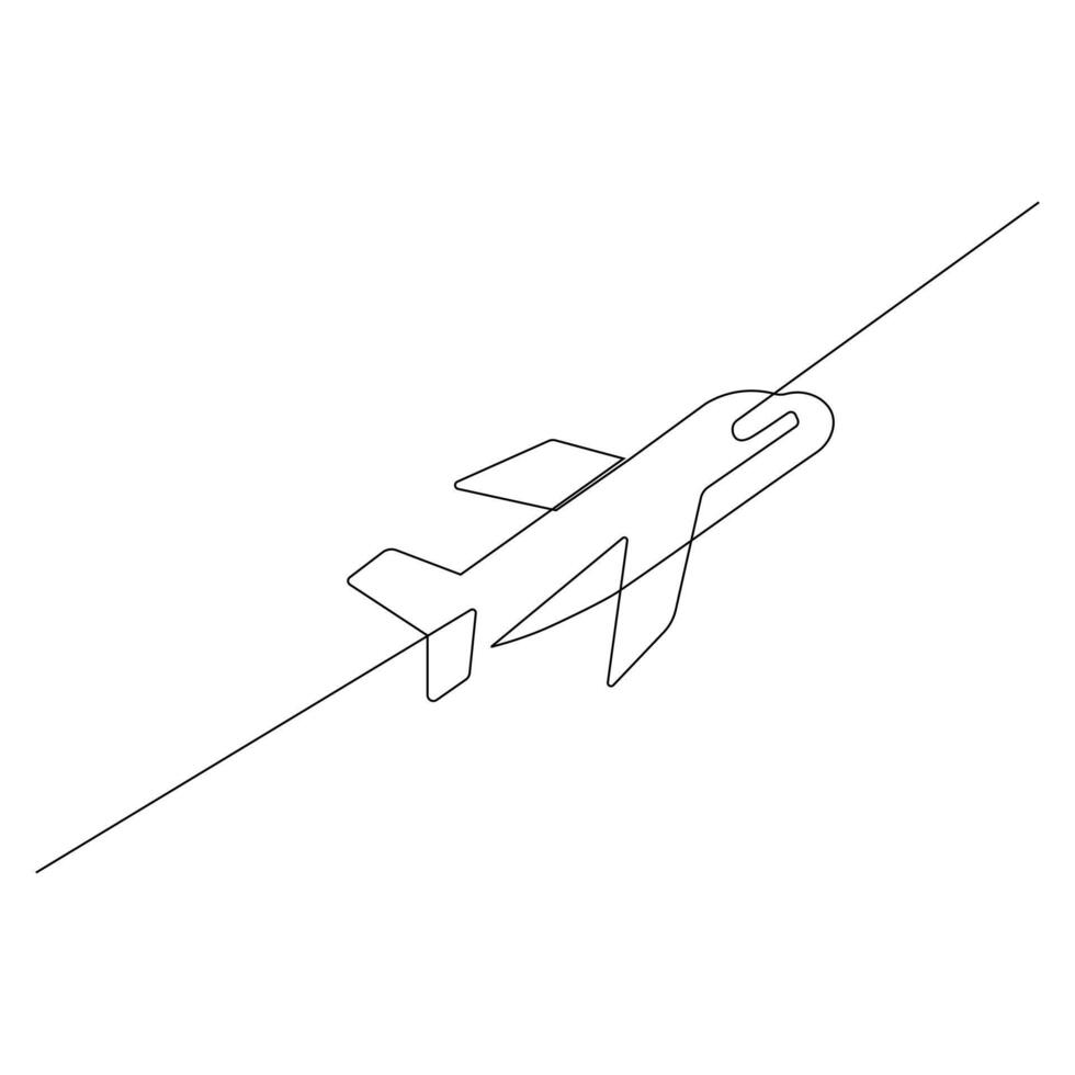 Continuous Aeroplan Line Art Design Minimalist One Line Aircraft Drawing vector