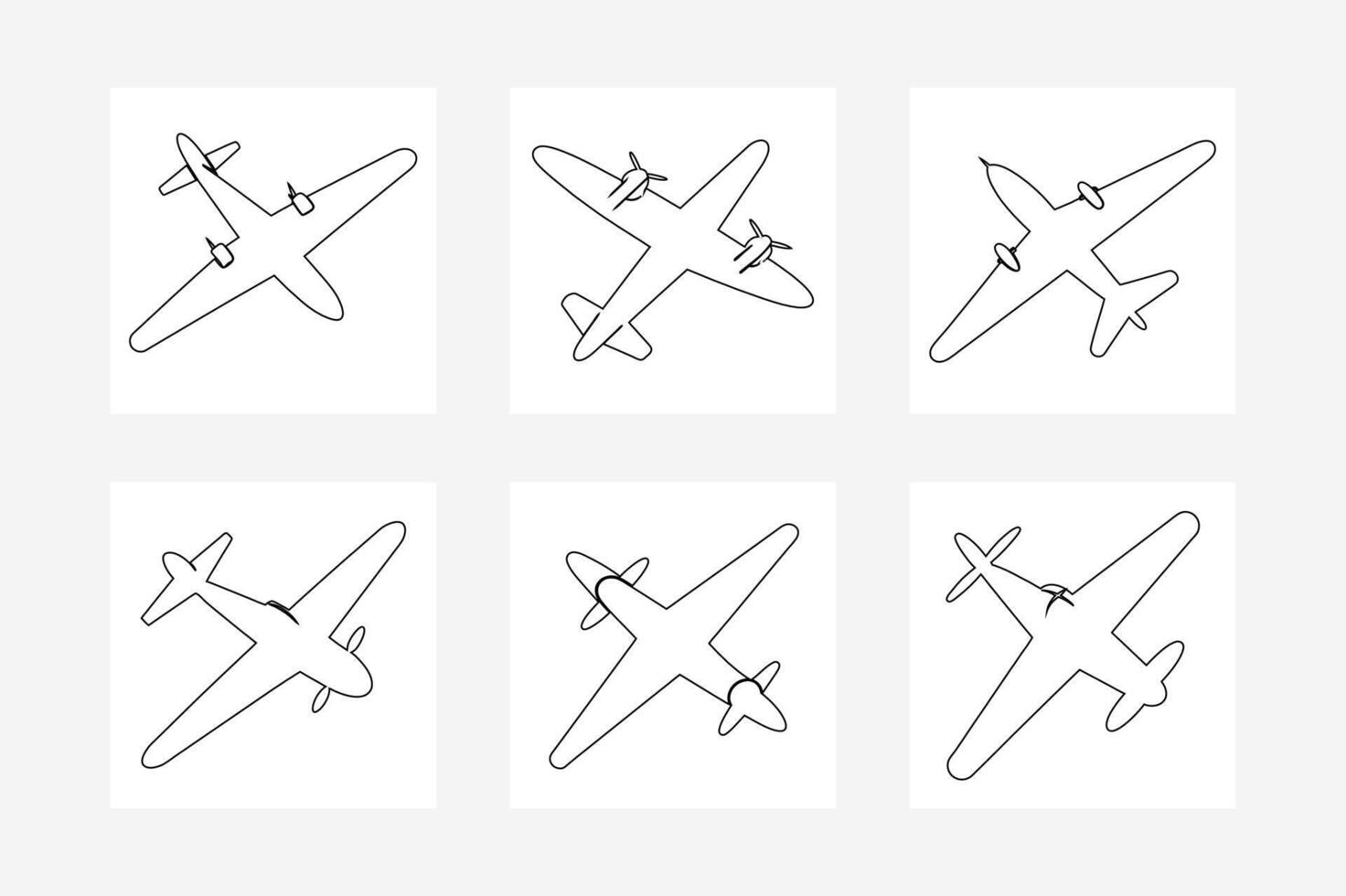Classic Airplane Line Art on White Background Minimalist Aviation vector