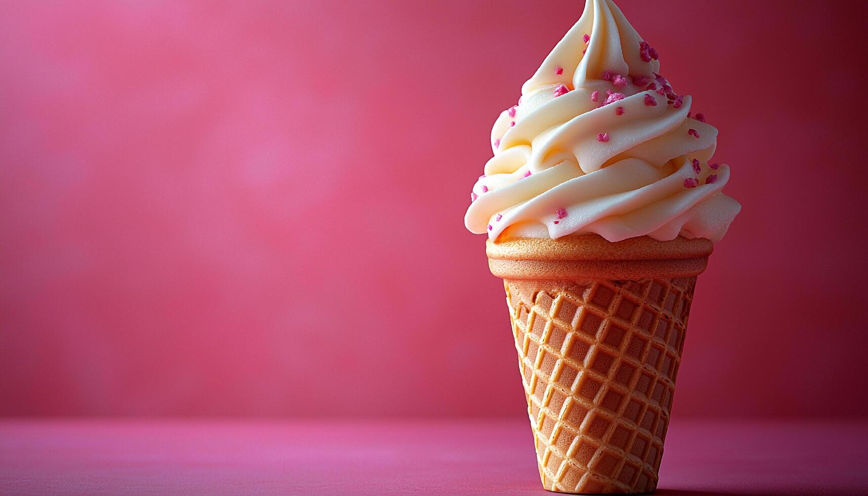 Sweet ice cream cone, summer treat, homemade indulgence generated by AI photo